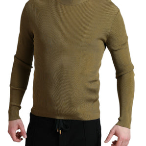 Dolce &amp; Gabbana Army Green Viscose Crew Neck Sweater