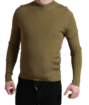 Dolce & Gabbana Army Green Viscose Crewneck Pullover Sweater