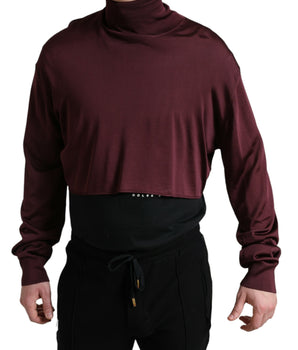 Dolce & Gabbana Maroon Viscose Turtleneck Pullover Sweater