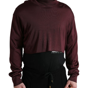 Dolce &amp; Gabbana Maroon Turtleneck Viscose Sweater