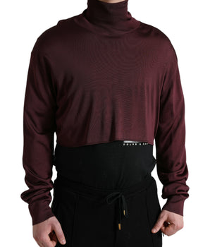 Dolce & Gabbana Maroon Viscose Turtleneck Pullover Sweater