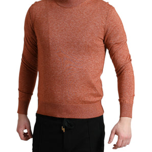 Dolce &amp; Gabbana Silk-Cashmere Orange Crew Neck Sweater