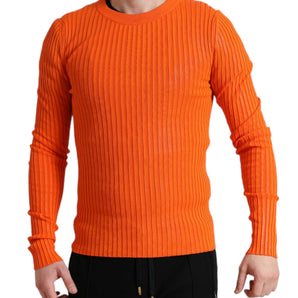 Dolce &amp; Gabbana Sleek Sunset Orange Knitted Pullover Sweater