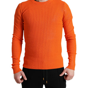 Dolce &amp; Gabbana Sleek Sunset Orange Knitted Pullover Sweater