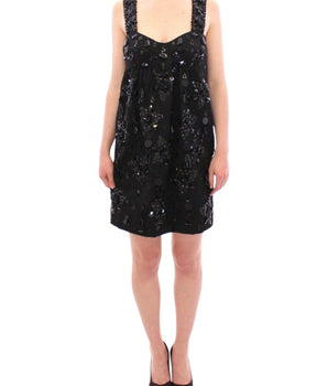 Dolce &amp; Gabbana Elegant Sequined Floral Mini Shift Dress