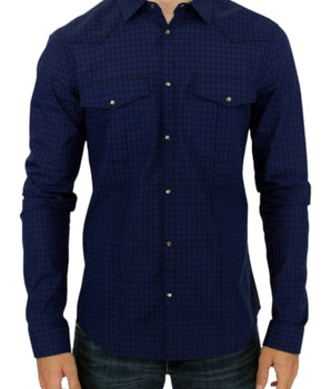 Costume National Chic Blue Checkered Casual Cotton Shirt Costume National 