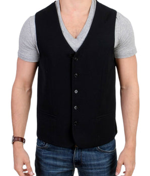 Costume National Elegant Black Wool Blend Casual Vest Costume National 