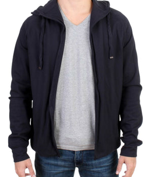 Costume National Elegant Blue Hooded Cotton Sweater Costume National 