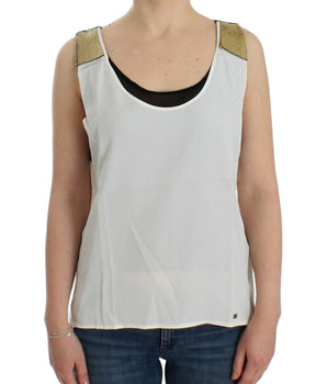 Costume National Elegant Monochrome Sleeveless Top with Gold Accents Costume National 