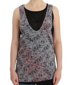 Costume National Elegant Sleeveless Black & Red Top Costume National 