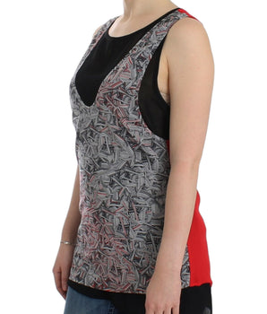 Costume National Elegant Sleeveless Black & Red Top Costume National 