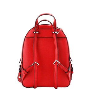 Michael Kors Jaycee Mini XS Mochila De Cuero Granulado Rojo Brillante Con Bolsillo Y Cremallera