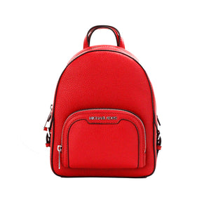 Michael Kors Jaycee Mini XS Mochila De Cuero Granulado Rojo Brillante Con Bolsillo Y Cremallera