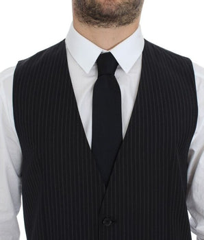 Dolce & Gabbana Elegant Gray Striped Dress Vest Dolce & Gabbana 