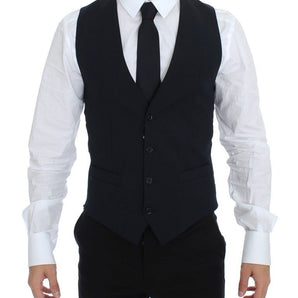 Dolce &amp; Gabbana Elegant Blue Wool Dress Vest