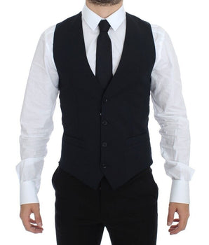 Dolce & Gabbana Elegant Blue Wool Dress Vest Dolce & Gabbana 