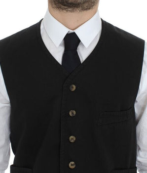 Dolce & Gabbana Elegant Black Cotton Blend Dress Vest Dolce & Gabbana 