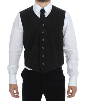 Dolce & Gabbana Elegant Black Cotton Blend Dress Vest Dolce & Gabbana 