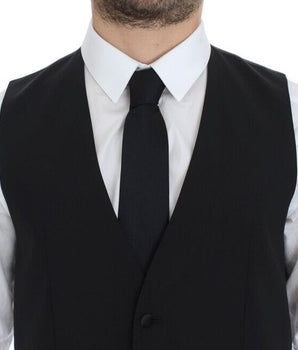Dolce & Gabbana Elegant Silk-Wool Black Dress Vest Dolce & Gabbana 