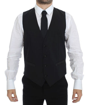 Dolce & Gabbana Elegant Silk-Wool Black Dress Vest Dolce & Gabbana 