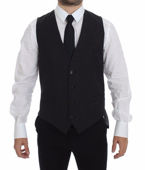 Dolce & Gabbana Sleek Gray Wool Dress Vest Dolce & Gabbana 
