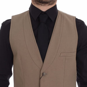 Dolce & Gabbana Elegant Beige Cotton Dress Vest – Slim Fit