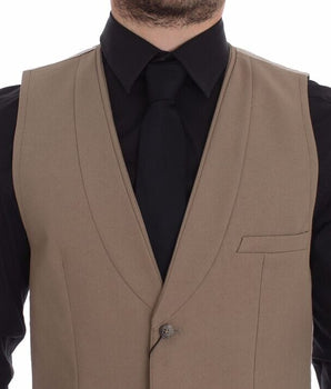 Dolce & Gabbana Elegant Beige Cotton Dress Vest – Slim Fit Dolce & Gabbana 