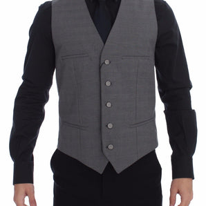 Dolce &amp; Gabbana Elegante chaleco de vestir gris slim fit