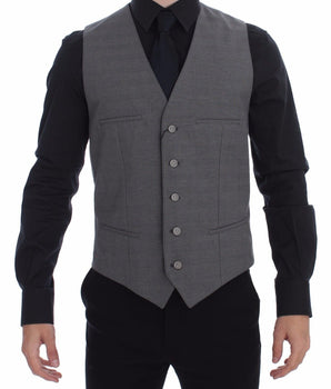 Dolce & Gabbana Elegant Gray Slim Fit Dress Vest Dolce & Gabbana 