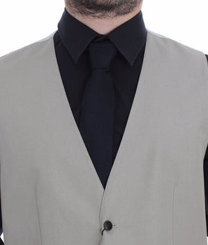 Dolce & Gabbana Elegant Beige Cotton Silk Dress Vest Dolce & Gabbana 