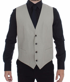 Dolce & Gabbana Elegant Beige Cotton Silk Dress Vest Dolce & Gabbana 