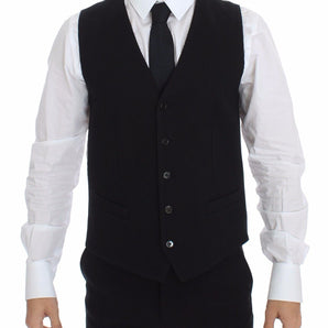 Dolce & Gabbana Elegant Black Silk Dress Vest