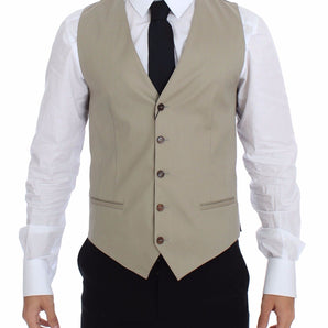 Dolce &amp; Gabbana Elegant Beige Cotton Dress Vest