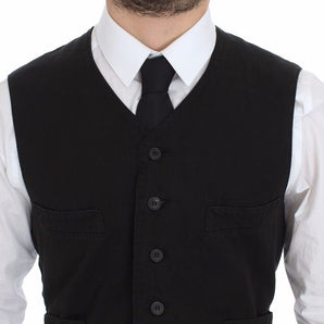 Dolce & Gabbana Elegant Black Cotton Blend Dress Vest