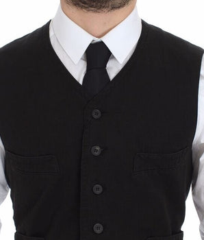 Dolce & Gabbana Elegant Black Cotton Blend Dress Vest Dolce & Gabbana 