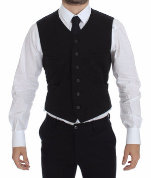 Dolce & Gabbana Elegant Black Cotton Blend Dress Vest Dolce & Gabbana 