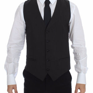 Dolce & Gabbana Elegant Gray Wool Stretch Dress Vest