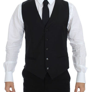 Dolce & Gabbana Elegant Black Wool Silk Dress Vest