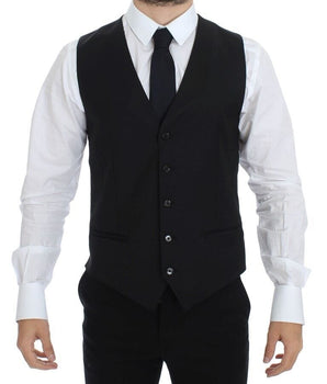 Dolce & Gabbana Elegant Black Wool Silk Dress Vest Dolce & Gabbana 