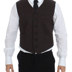 Dolce & Gabbana Elegant Brown Cotton Blend Dress Vest