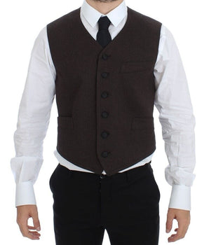 Dolce & Gabbana Elegant Brown Cotton Blend Dress Vest Dolce & Gabbana 