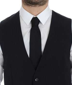 Dolce & Gabbana Elegant Gray Striped Wool-Silk Dress Vest Dolce & Gabbana 