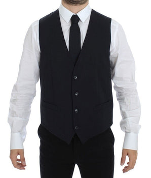 Dolce & Gabbana Elegant Gray Striped Wool-Silk Dress Vest Dolce & Gabbana 