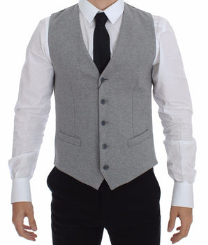 Dolce & Gabbana Elegant Gray Cotton Stretch Dress Vest Dolce & Gabbana 
