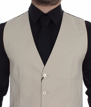 Dolce & Gabbana Elegant Beige Cotton Blend Dress Vest Dolce & Gabbana 