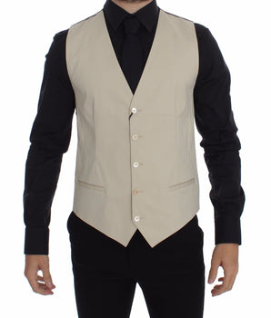 Dolce & Gabbana Elegant Beige Cotton Blend Dress Vest Dolce & Gabbana 