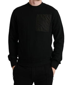 Dolce & Gabbana Black Cotton Crew Neck Men Pullover Sweater