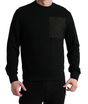 Dolce & Gabbana Black Cotton Crew Neck Men Pullover Sweater
