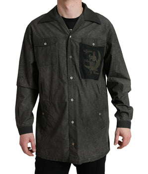 Dolce & Gabbana Dark Gray Cotton Collared Long Sleeves Shirt