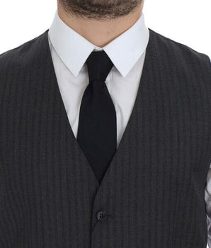 Dolce & Gabbana Elegant Black Striped Wool Dress Vest Dolce & Gabbana 